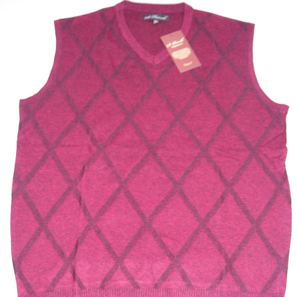 Mens V Neck Wine Red Argyle Sweater Vest 5XL XXXXX - Picture 7 of 8